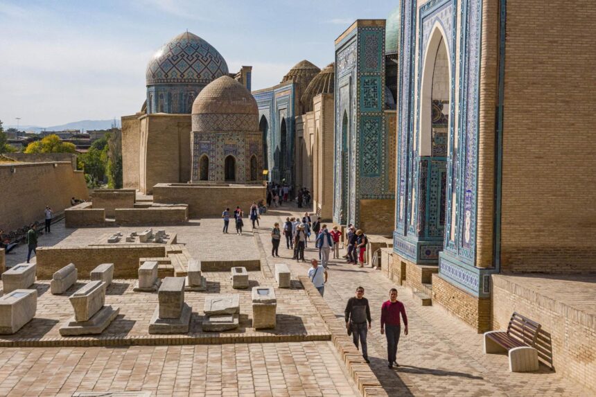 The Shah-i-Zinda necropolis in Samarkand, Uzbekistan. October 4, 2019. (Tony Cenicola/The New York Times)